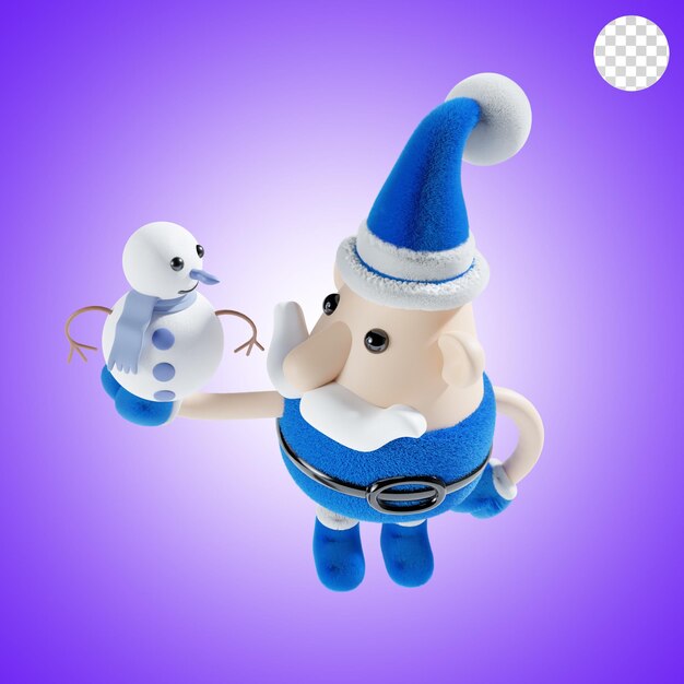 lindo Santa Claus con el muñeco de nieve de Navidad en tema azul