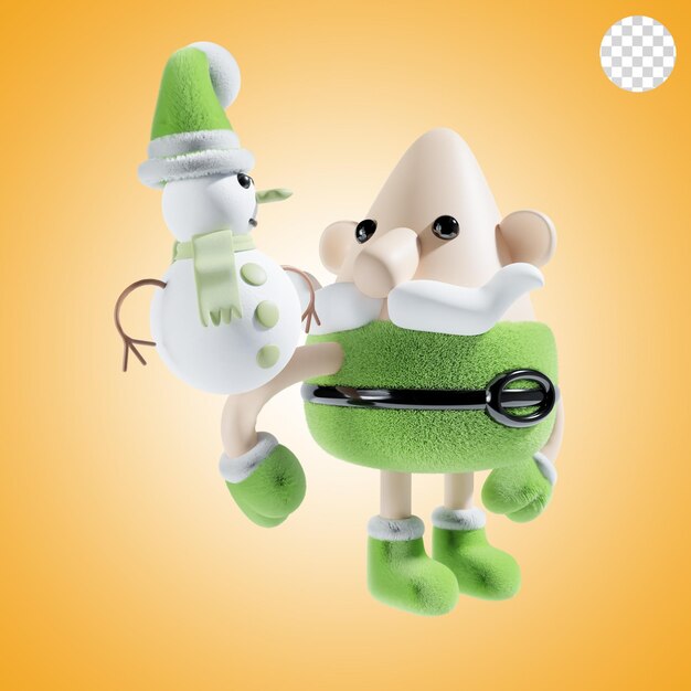 lindo Santa Claus con el muñeco de nieve de Navidad en tema verde