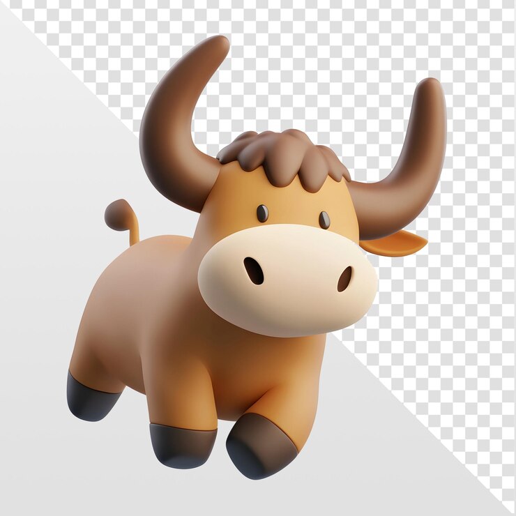 PSD el lindo toro de dibujos animados en 3d
