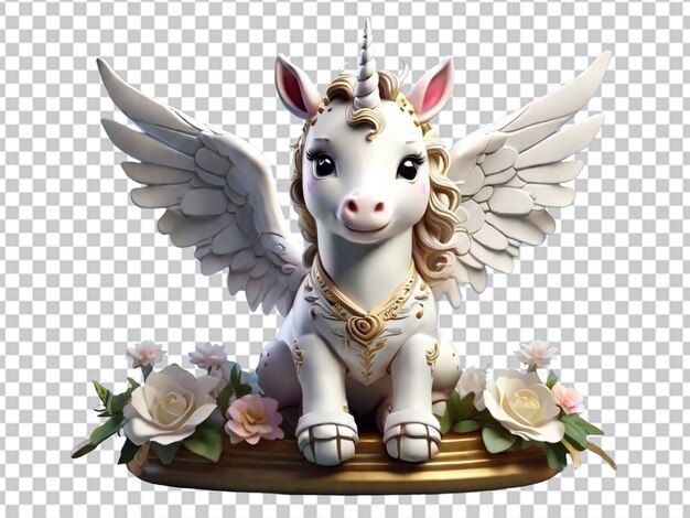 PSD un lindo unicornio blanco con alas