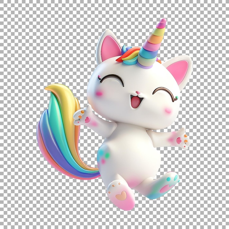 PSD el lindo unicornio en un fondo transparente generado por ai