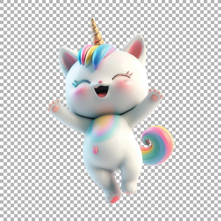 PSD el lindo unicornio en un fondo transparente generado por ai