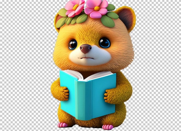 Lindos personajes de animales leyendo libros