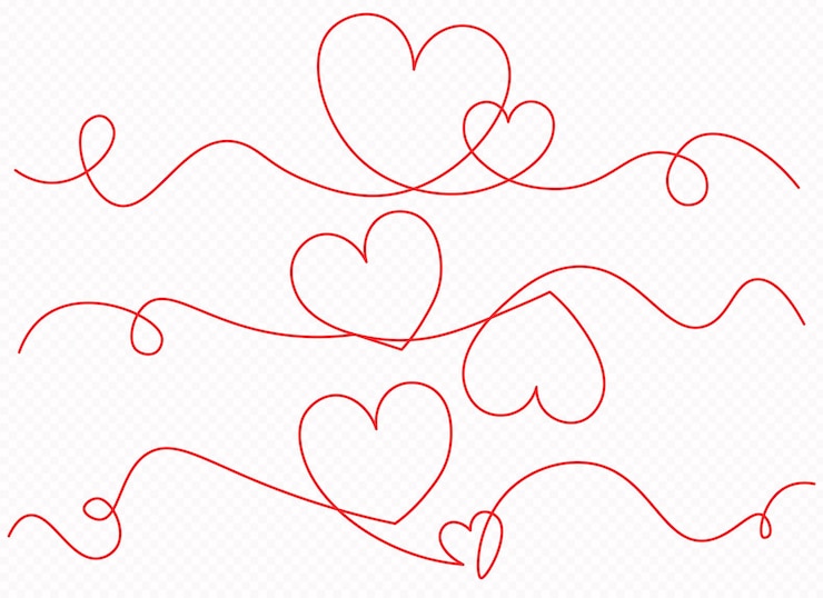 Line hearts psd template Valentines day wedding birthday decoration