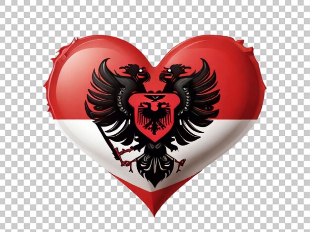 Línea de arte del símbolo del corazón con la bandera de albania en un fondo transparente