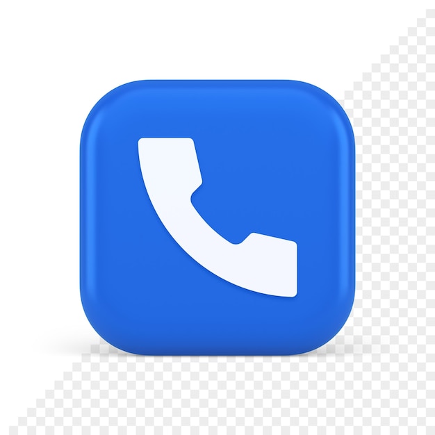 PSD línea de ayuda línea directa centro de llamadas teléfono auricular botón cuadrado 3d icono realista