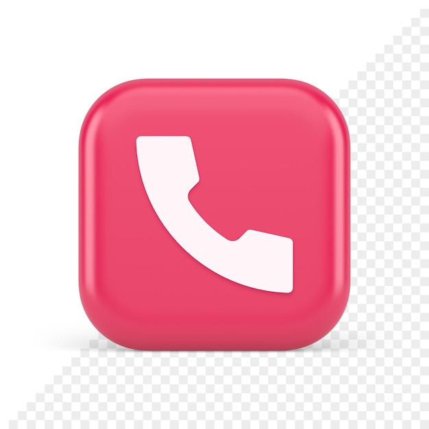 Línea de ayuda línea directa centro de llamadas teléfono auricular botón cuadrado 3d icono realista