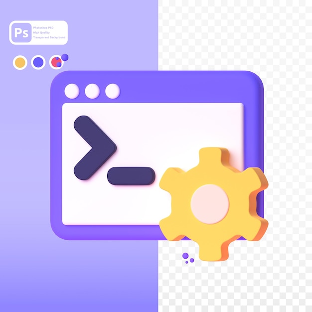 PSD línea de comando en 3d para presentación web de activos gráficos u otros