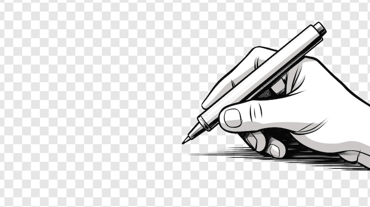 PSD línea de dibujo con bolígrafo en la mano