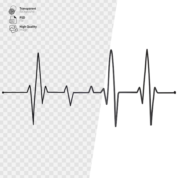 PSD línea de ecg en un fondo transparente