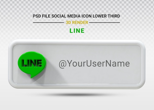 Línea icono de redes sociales tercer banner 3d render color blanco