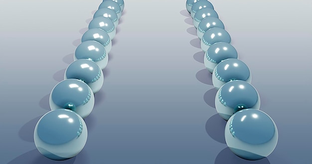 una línea de mármoles blancos con un fondo azul