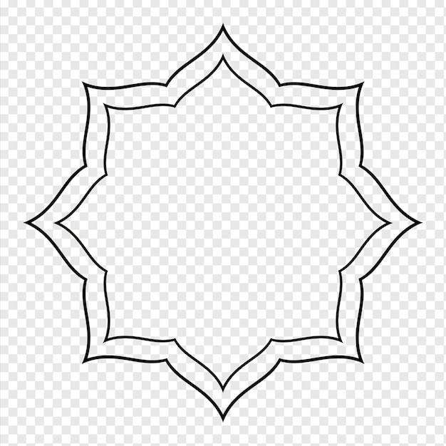 Línea negra mandala elemento islámico ornamento transparente psd moderno plantilla de mandala estandarte islámico