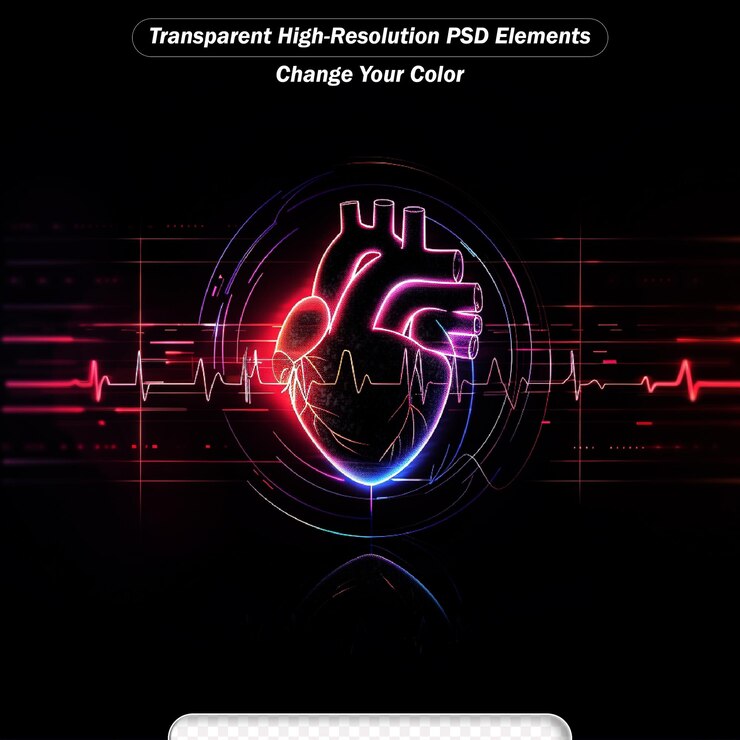PSD línea de ritmo cardíaco humano y cardiograma pulso ritmo cardíaco renderización 3d dibujo digital
