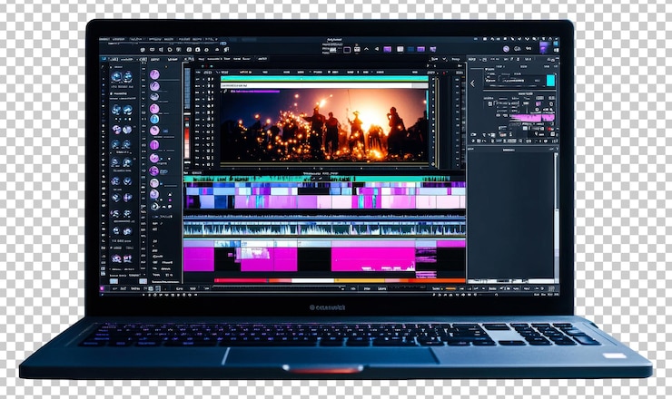 PSD línea de tiempo de vídeo en software de edición aislada en fondo transparente