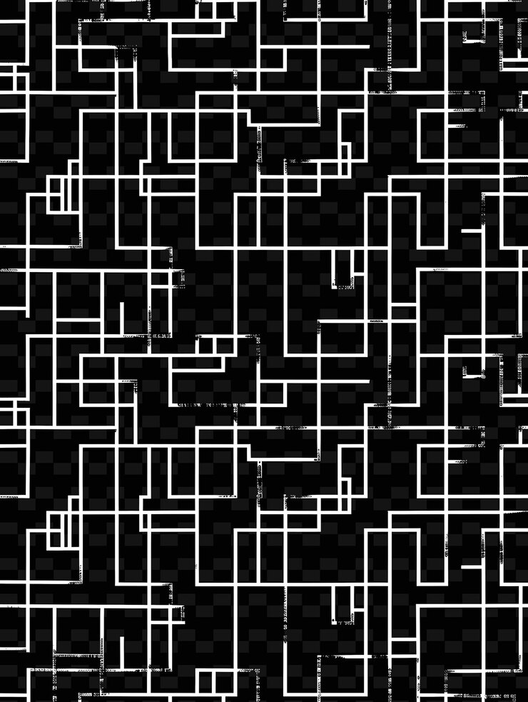 PSD líneas abstractas en blanco y negro sobre un fondo negro
