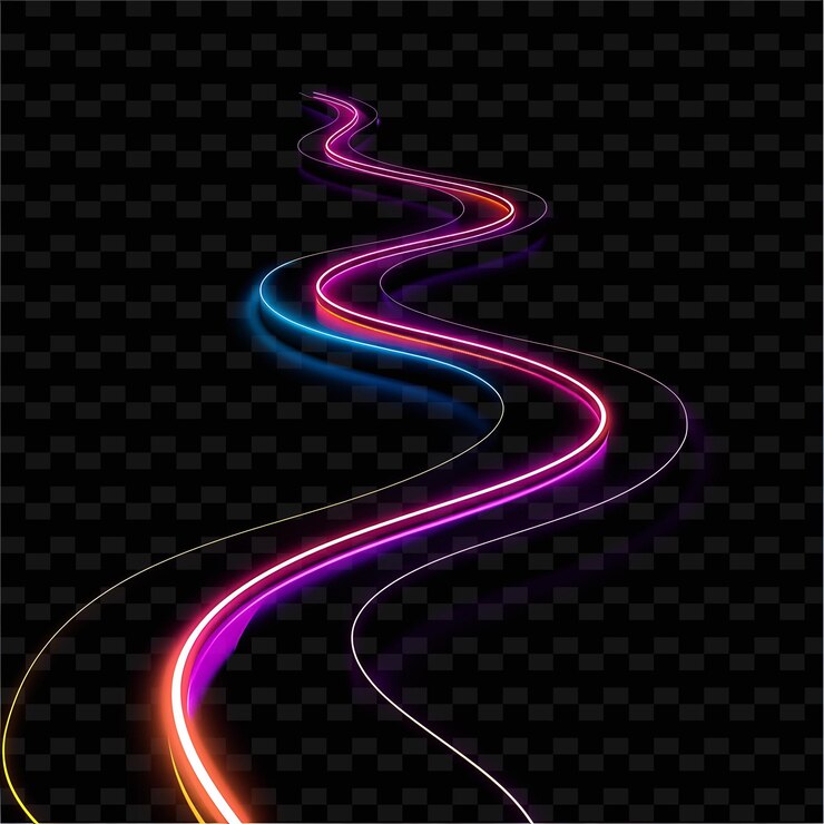 PSD líneas abstractas de colores en un fondo negro vector libre