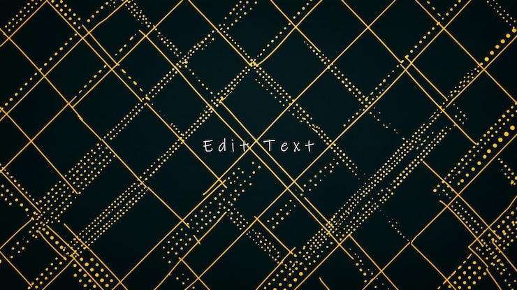 PSD líneas diagonales doradas abstractas y puntos sobre un fondo verde oscuro