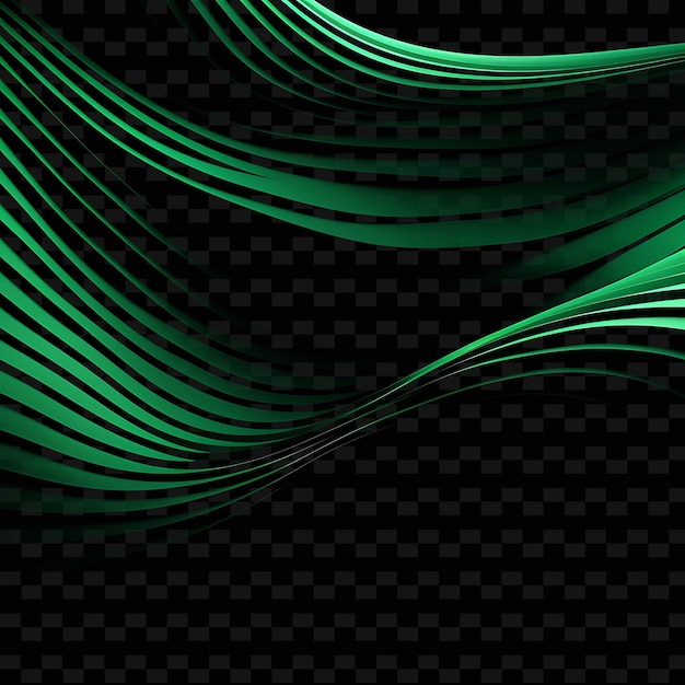 Líneas inspiradas en la naturaleza orgánica Patrones de hojas Verde esmeralda C PNG Formas Y2K Artes de luz transparentes