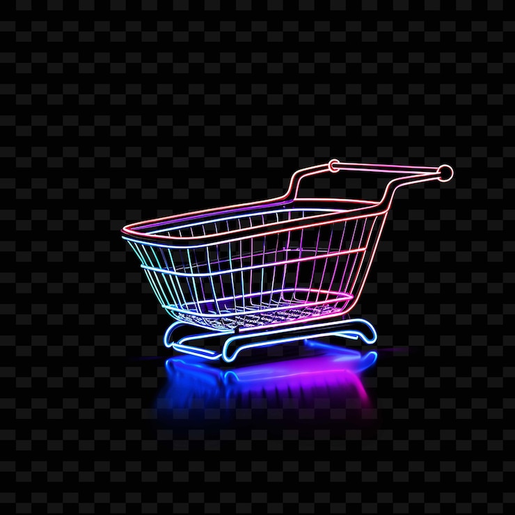 PSD líneas de neón cesta de compras los compradores se deleitan con líneas de neón purple zigzag sa y2k formas gradientes psd