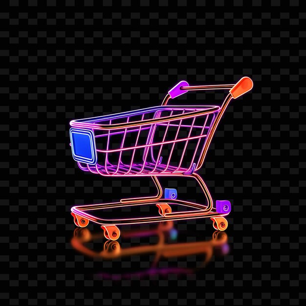 Líneas de neón cesta de compras los compradores se deleitan con líneas de neón purple zigzag sa y2k formas gradientes psd