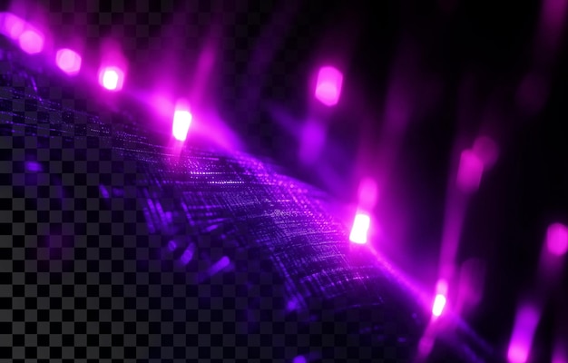 Linee di luce al neon viola sull'effetto sfocamento dello sfondo trasparente
