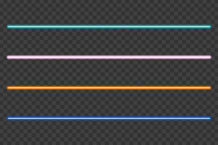 PSD linee di neon luccicanti su uno sfondo trasparente