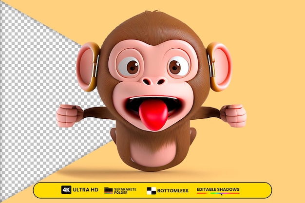 Língua de macaco emoji 3d saindo e olhos abertos