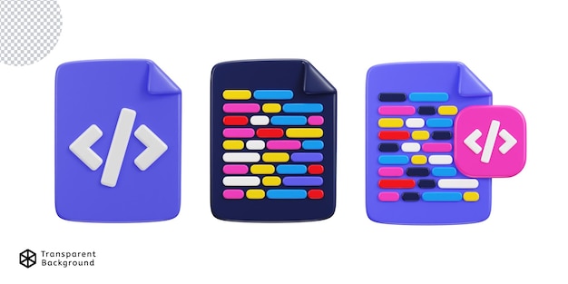 Linguaggio di codifica di sviluppo web 3D sulla pagina web set di icone di programmazione