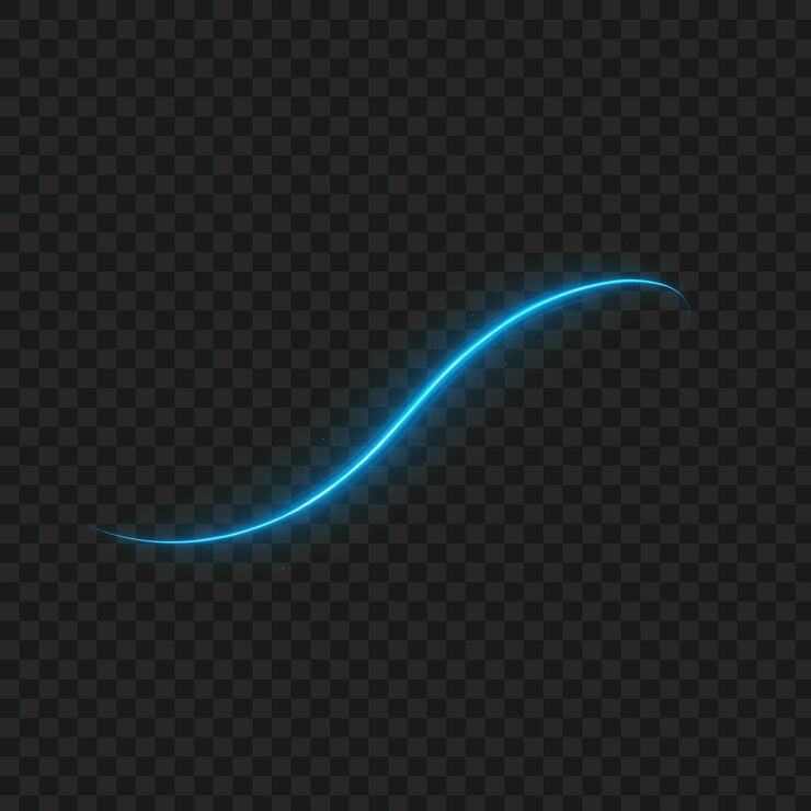PSD linha de néon azul brilhante em fundo transparente png