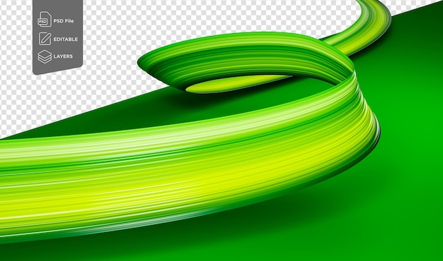 PSD linha de papel de onda de cor verde textura abstrata linhas lisas fitas verdes ilustração 3d