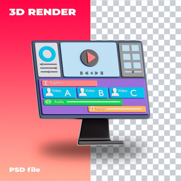 PSD linha de tempo editar ilustração psd ícone 3d renderização 3d de alta resolução