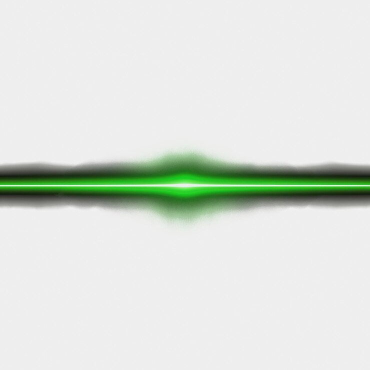 PSD linha horizontal de luz verde neon luz brilhante em fundo transparente linha de cor verde