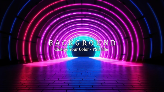 Linhas brilhantes luzes de neon do túnel Generative AI