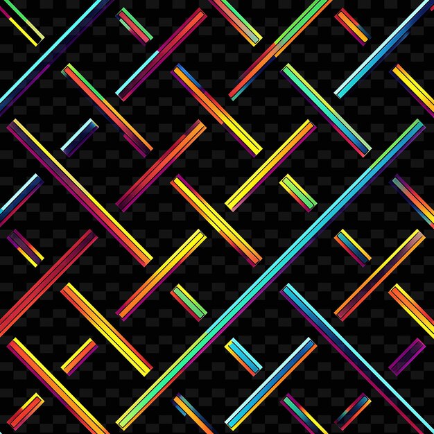 PSD linhas coloridas em um fundo preto com um padrão colorido