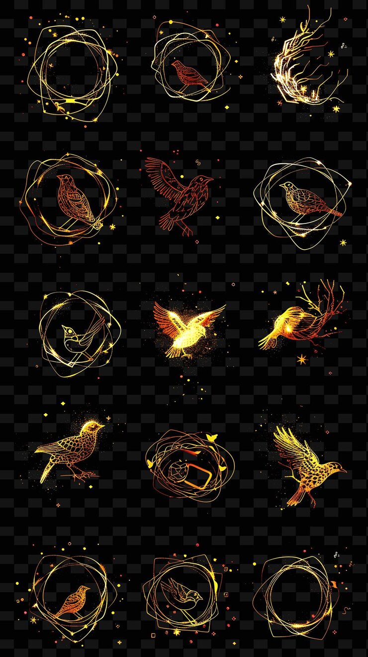 PSD linhas de ícones de ninho com luminescência pulsante e 8 bits a set png iconic y2k shape art decorativer