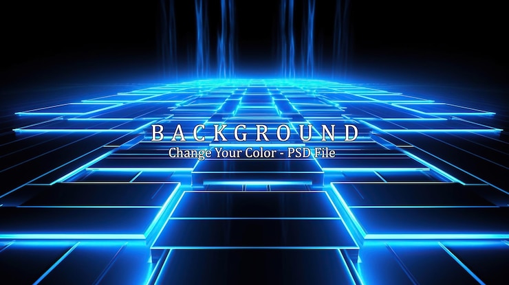 PSD linhas techno neon brilhantes azul hitech futurista generative ai