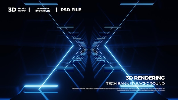 Linhas tecnológicas renderizadas em 3D túnel luz estendida hd psd fundo em camadas