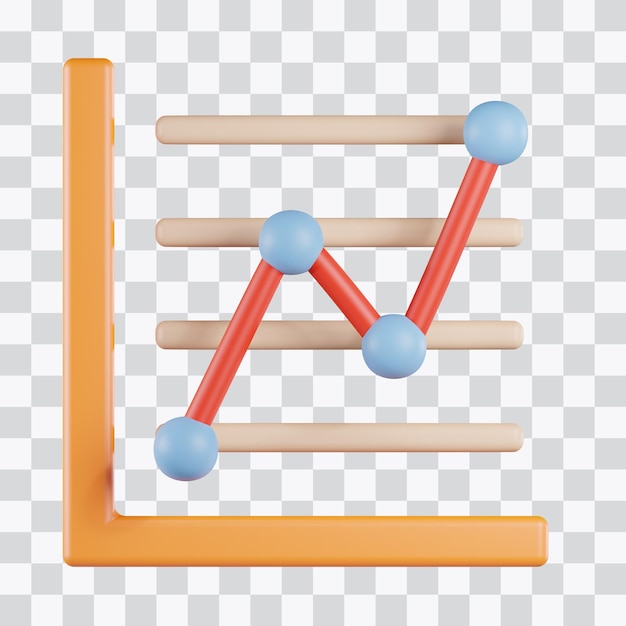 Liniendiagramm nach oben 3d-symbol