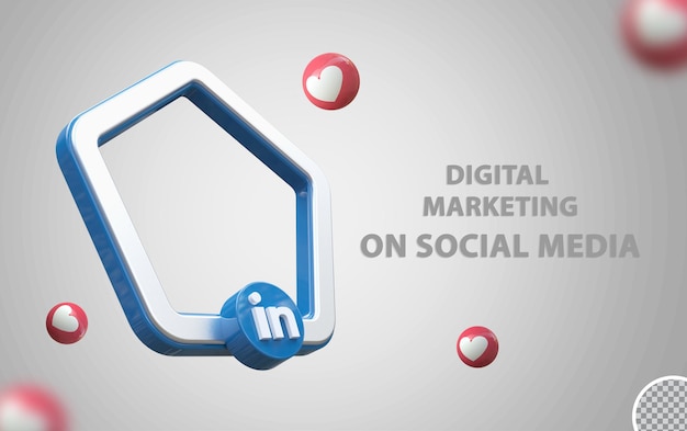 Linked In logo con maqueta de marco 3d
