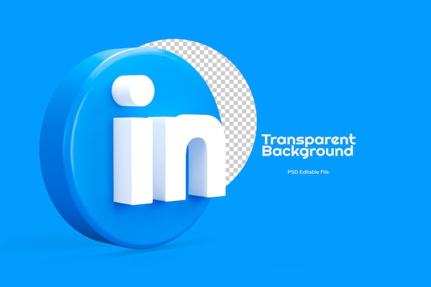 Linkedin 3d logo con fondo transparente para publicación en redes sociales