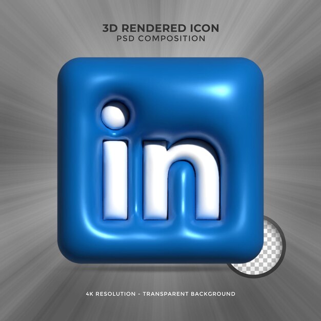 Linkedin 3d-rendering social media farbenfrohes, glänzendes symbol für die komposition