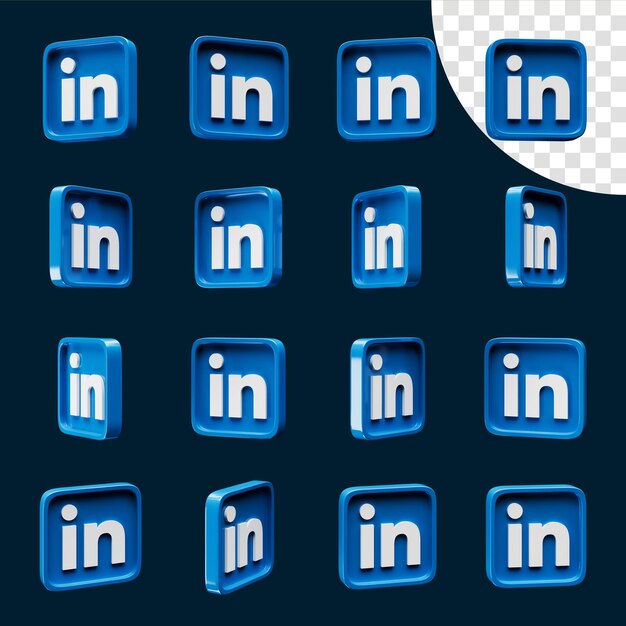 LinkedIn conjunto de ángulos diferentes colección de imágenes transparentes 3d png