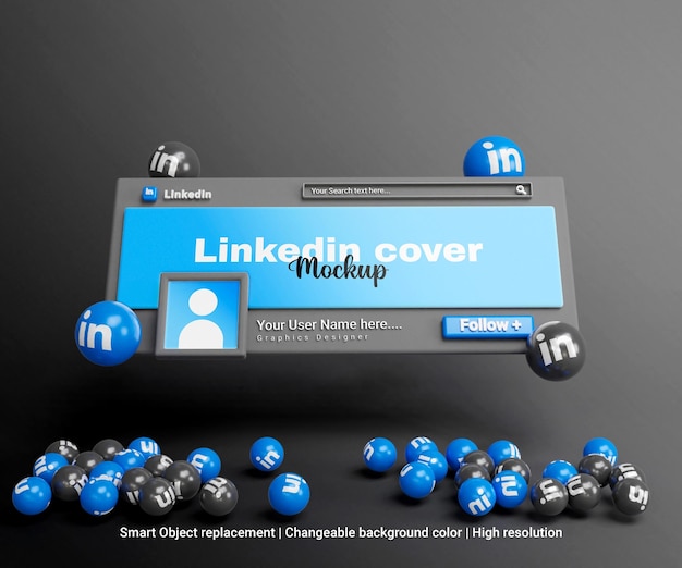 Linkedin-deckblatt-mockup oder 3d-linkedin-cover-post-mockup