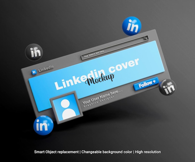 PSD linkedin-deckblatt-mockup oder 3d-linkedin-cover-post-mockup