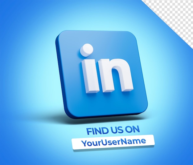 Linkedin ícone de mídia social Logo linkedin logotipo símbolo 3d transparente Psd