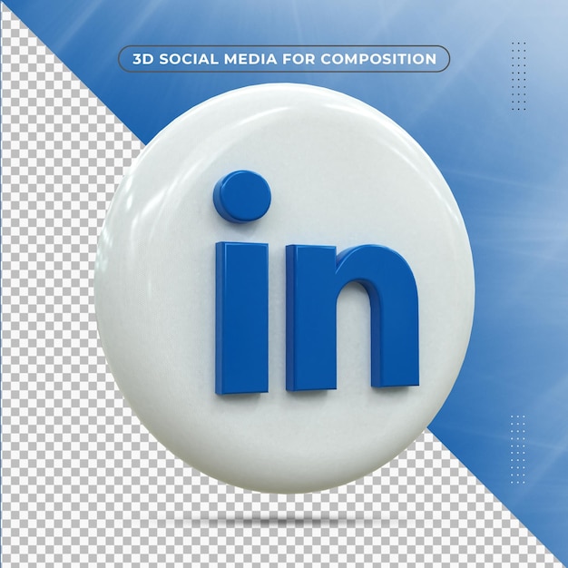 PSD linkedin icono de redes sociales 3d concepto de icono 3d brillante colorido representación 3d para composición