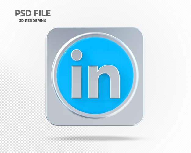 Linkedin Logo 3D Social Media con estilos plateados