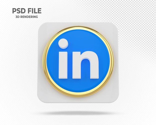 Linkedin Logo Moderne Social Media mit Gold 3D