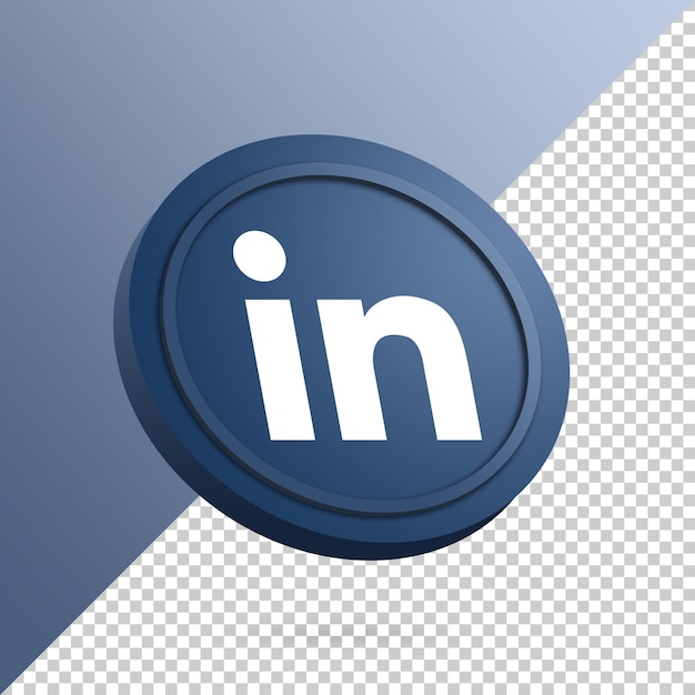 linkedin logo on the round button 3d rendering isolated